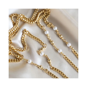 Bold Gold and Pearl Mask Chain - EYEBAR HOUSTON